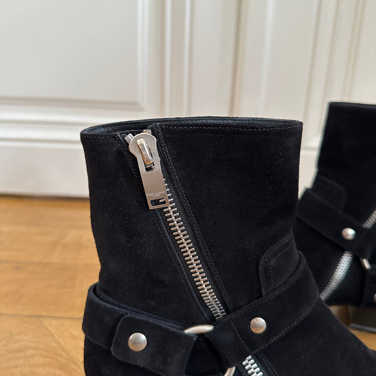 Saint Laurent Paris FW13 Black Suede Harness Wyatts