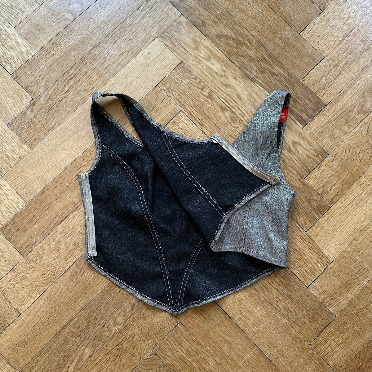 Vivienne Westwood 90s Gold Glitter Orb Bustier Top