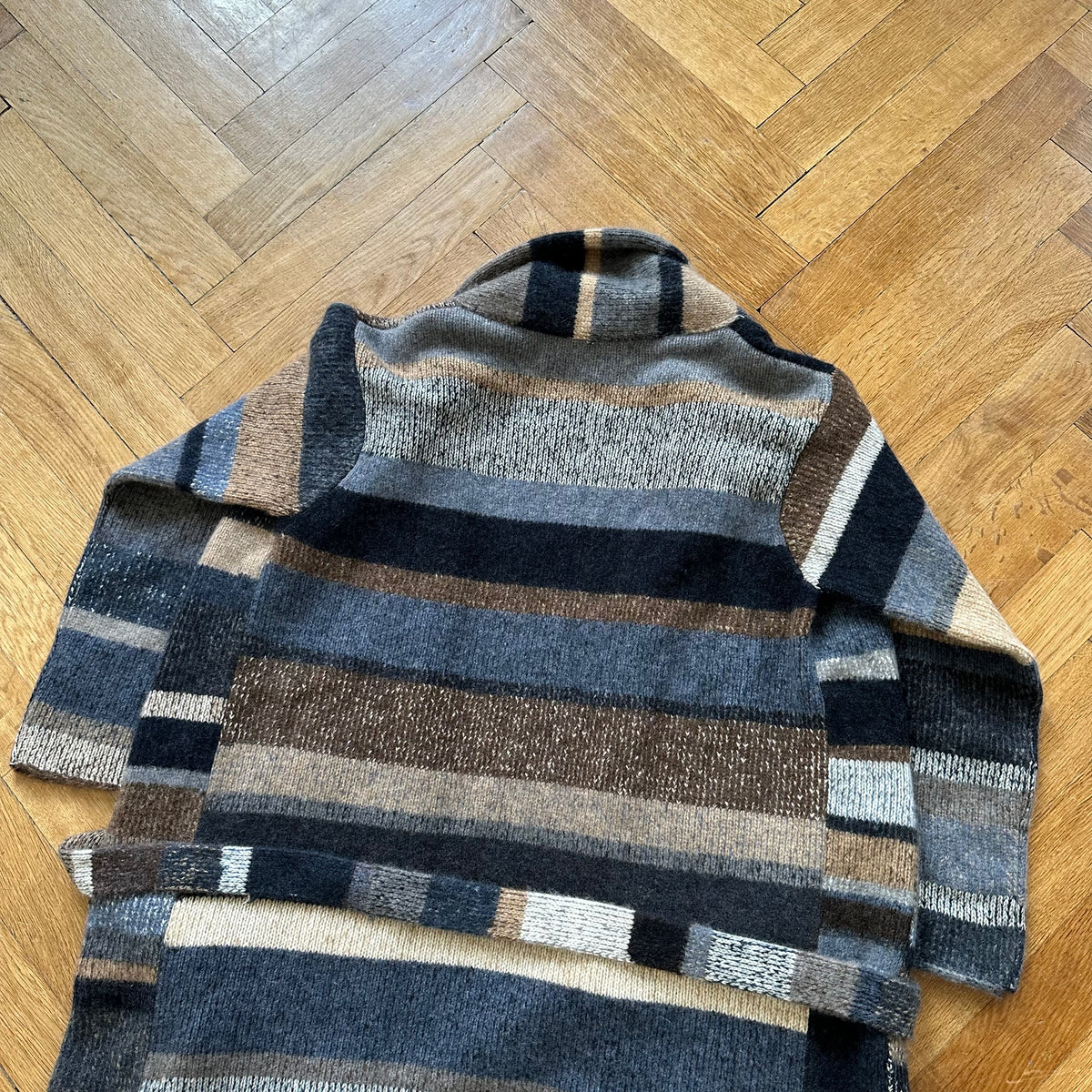 The Elder Statesman Striped Cashmere Belted Shawl Collar Coat