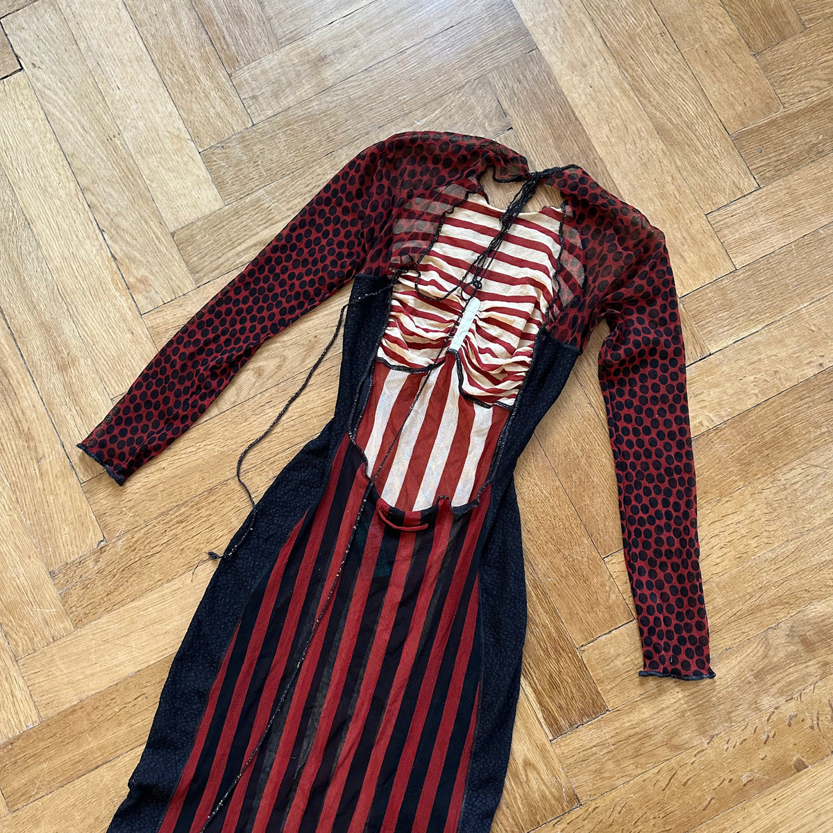 Jean Paul Gaultier SS96 Patchwork Cyber Baba Mesh Dress