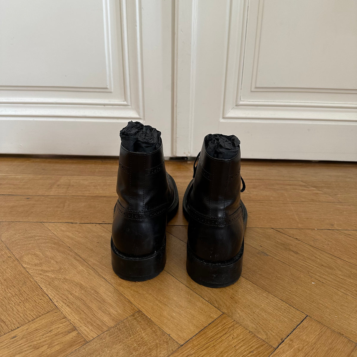 Saint Laurent Paris Black Leather Ranger Boots