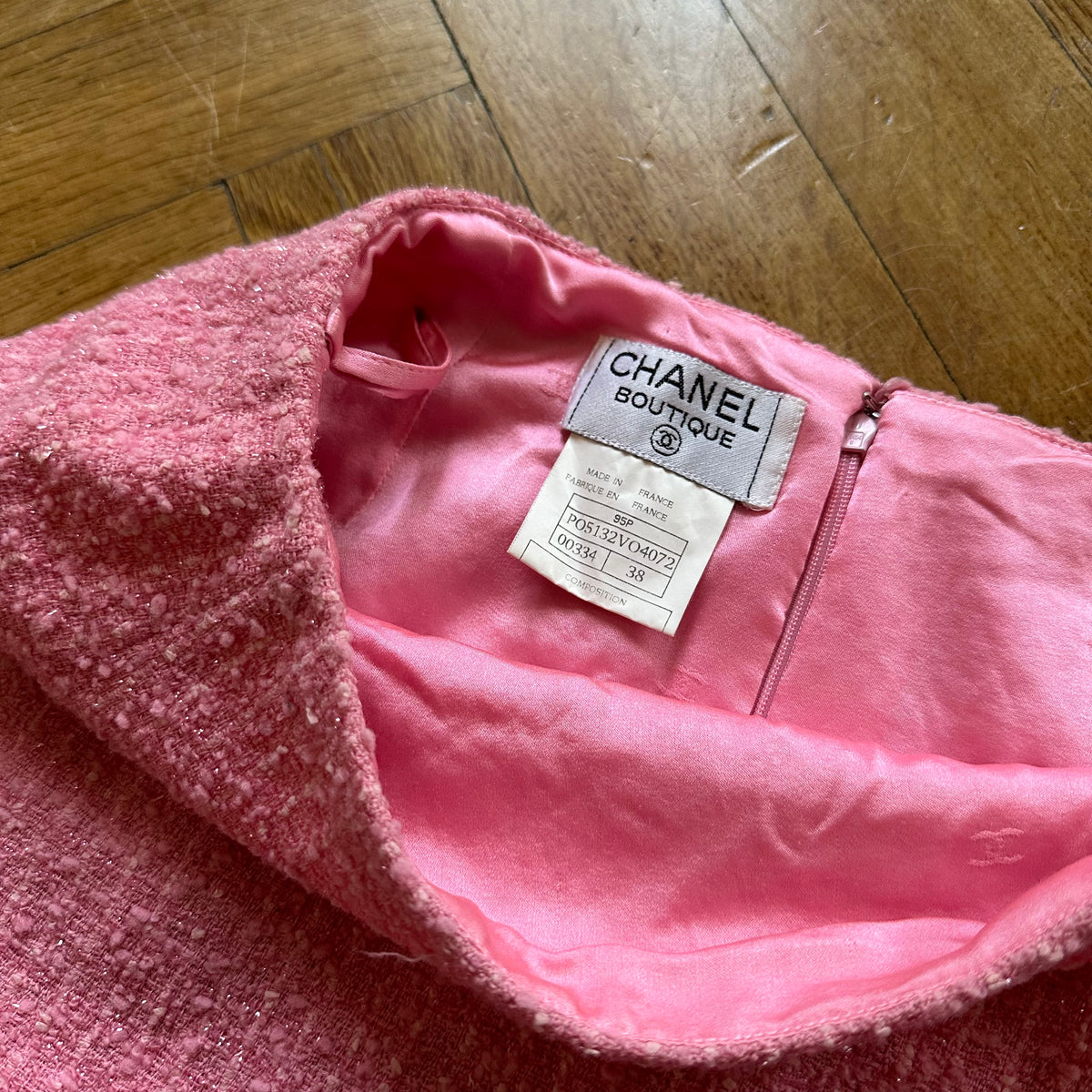 Chanel SS95 Pink Glitter Boucle Skirt
