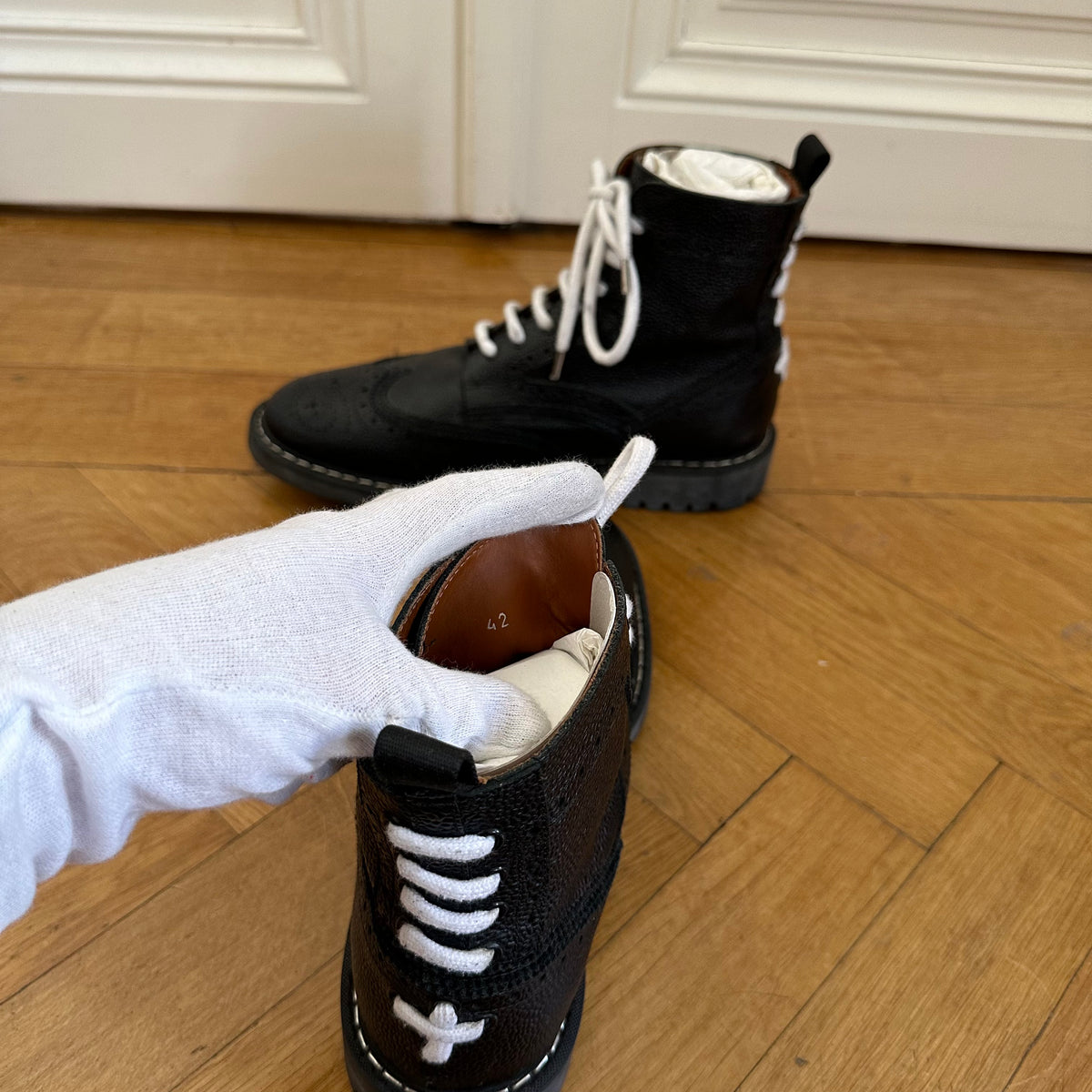 Givenchy SS15 Contrast Lace Commando Boots