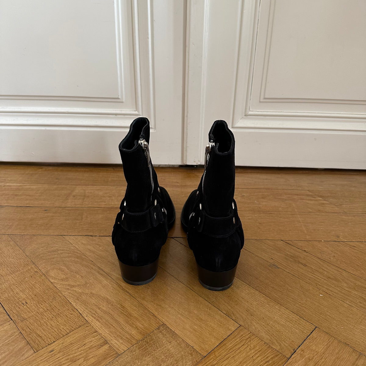 Saint Laurent Paris FW13 Black Suede Harness Wyatts