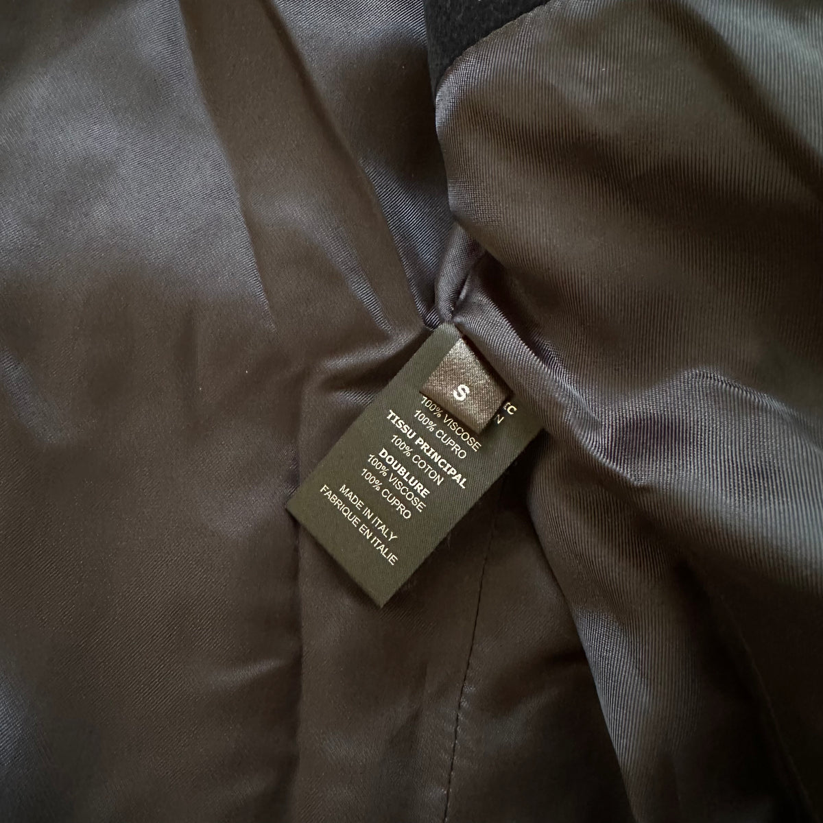 Vetements FW17 Oversized Moleskin Raw Hem Lettering Coat