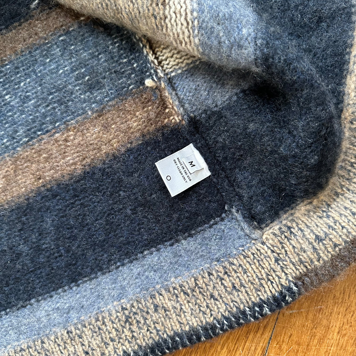 The Elder Statesman Striped Cashmere Belted Shawl Collar Coat