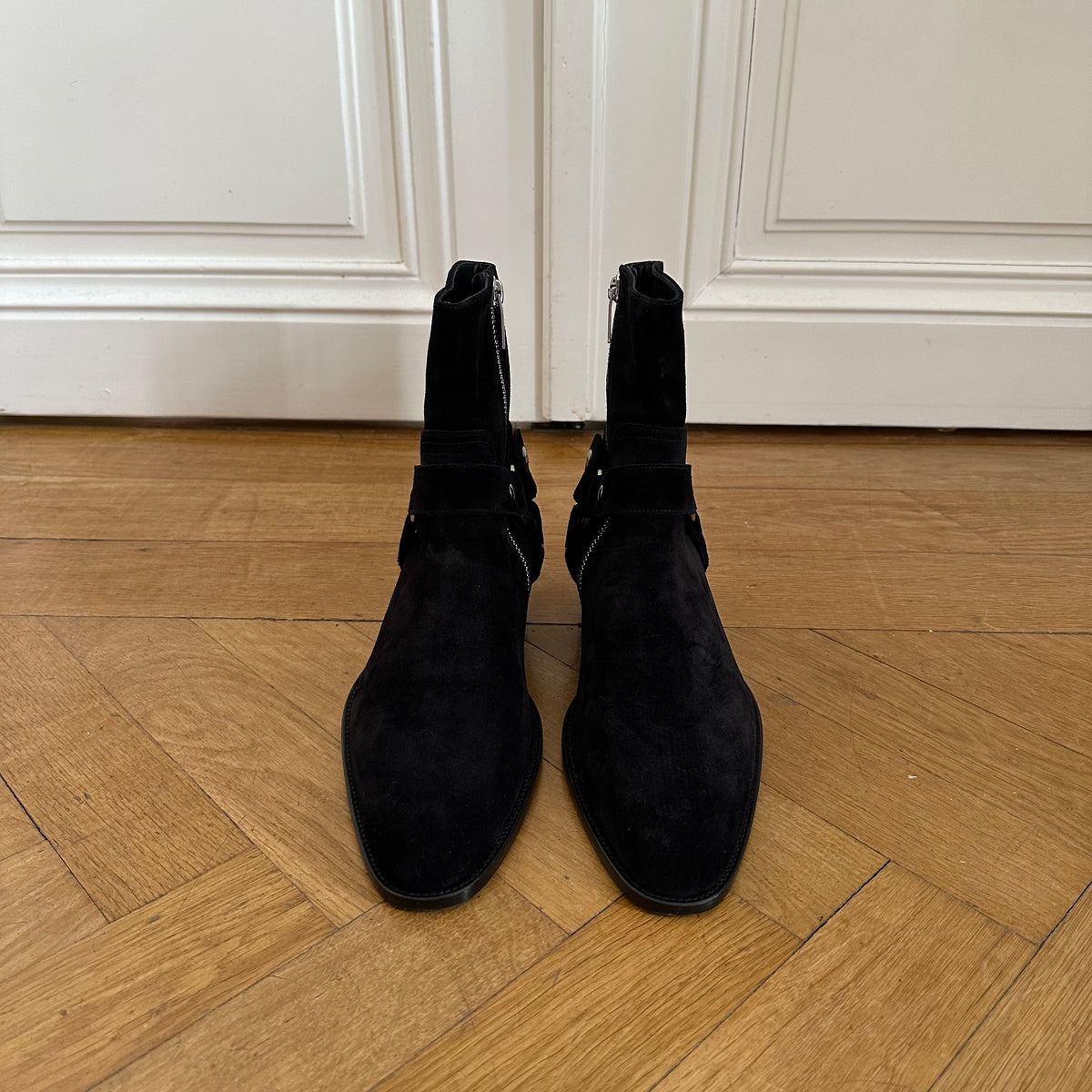 Saint Laurent Paris FW13 Black Suede Harness Wyatts