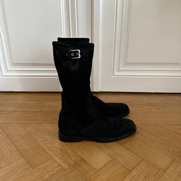 Dior Homme AW04 VOTC Zip Buckled Suede Boots - Ākaibu Store