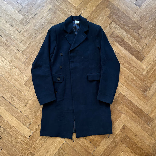 Vetements FW17 Oversized Moleskin Raw Hem Lettering Coat Ākaibu Store