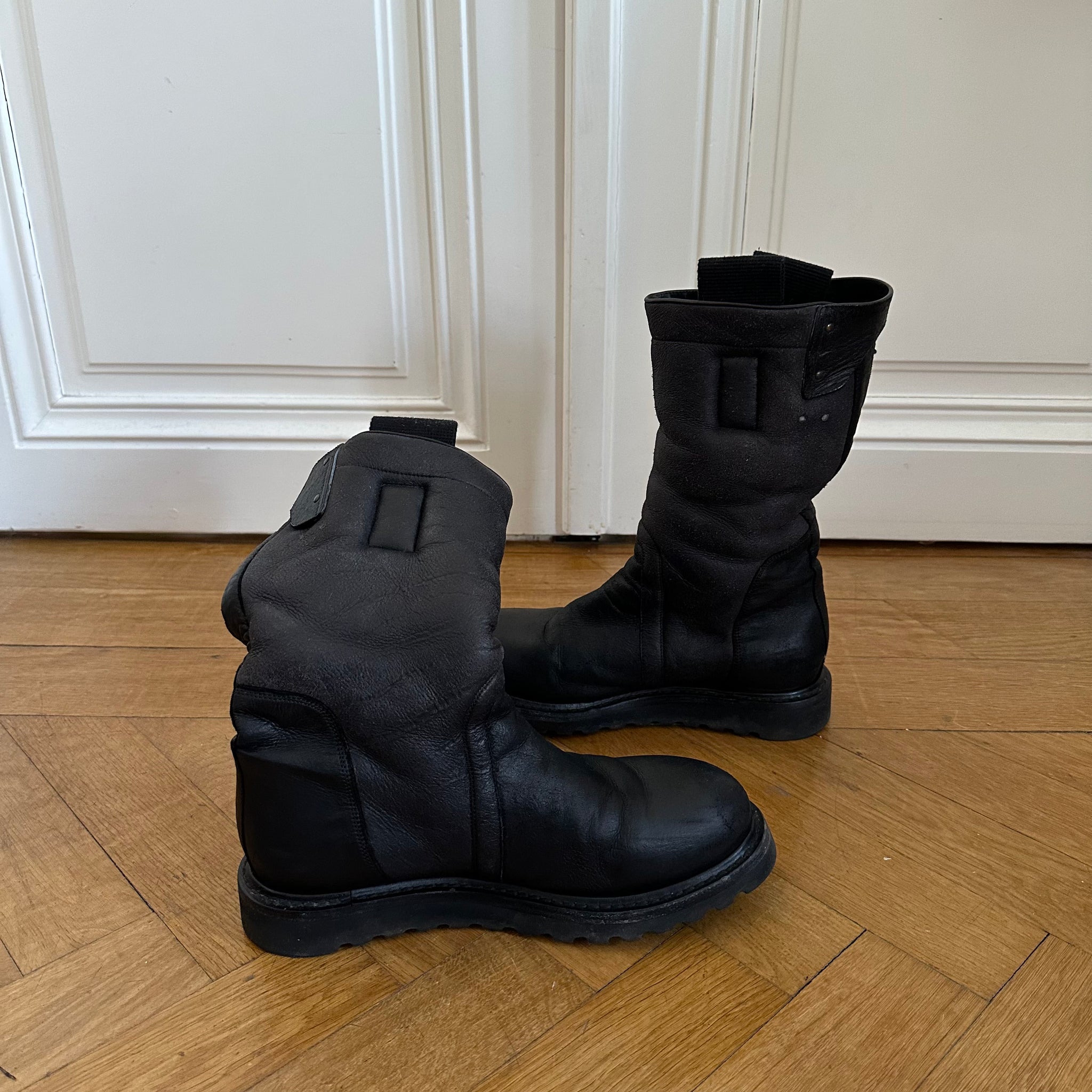 Rick Owens FW13 Black Shearling Lamb Boots kaibu Store