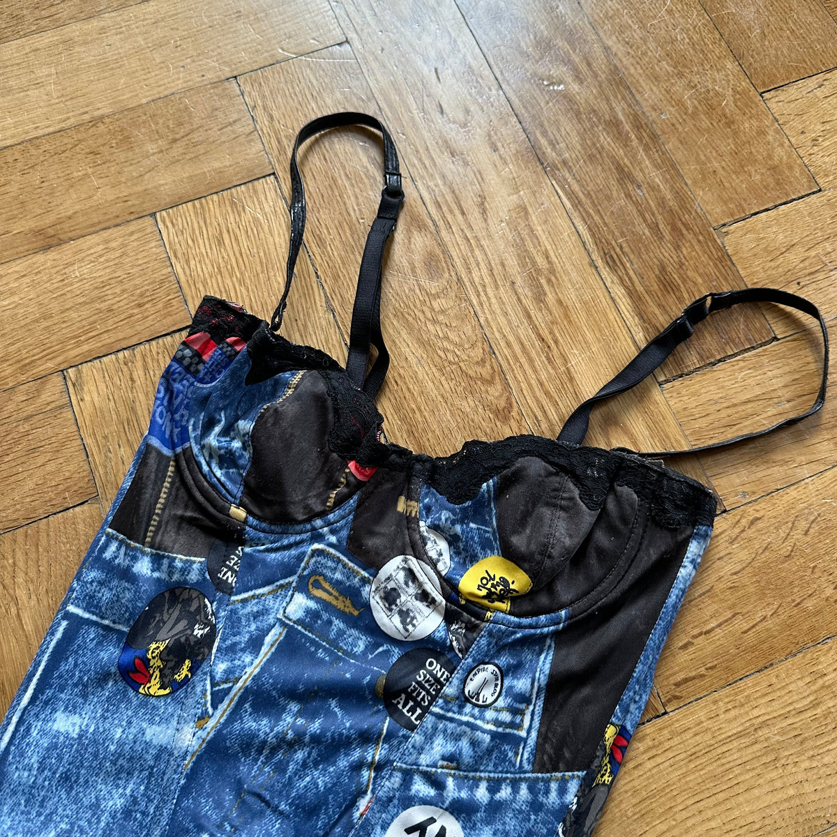 Christian Dior by John Galliano FW01 Miss Diorella Tromp L'oeil Denim Bustier