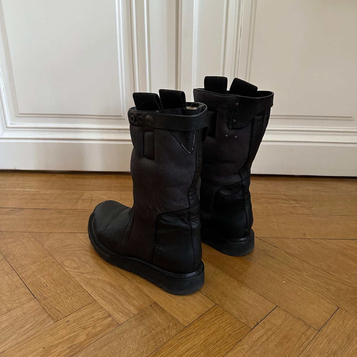 Rick Owens FW13 Black Shearling Lamb Boots
