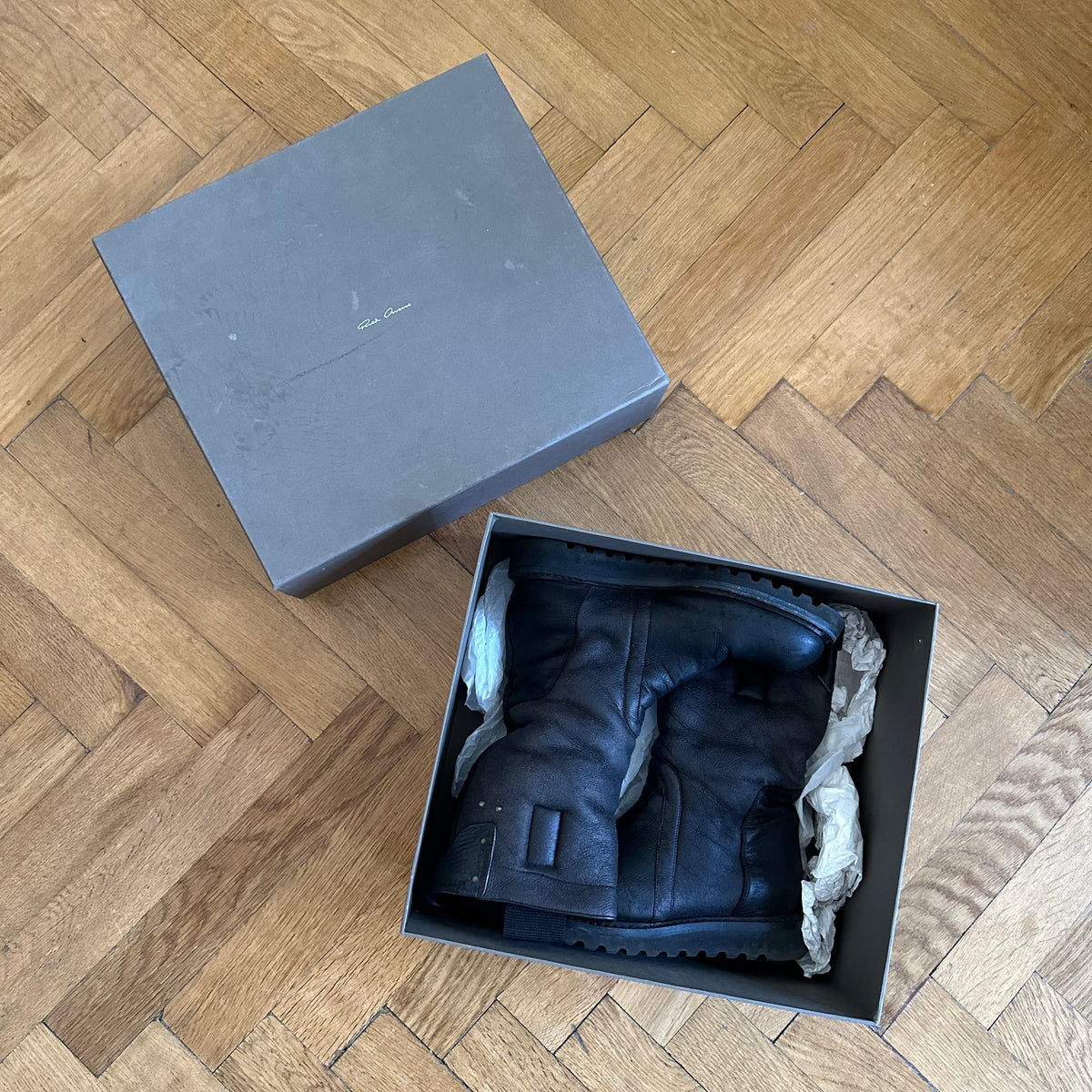Rick Owens FW13 Black Shearling Lamb Boots