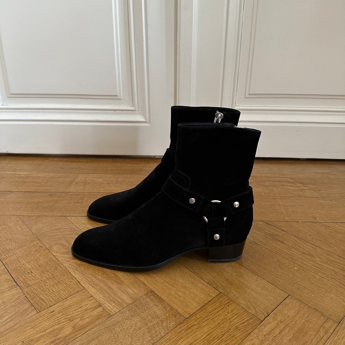 Saint Laurent Paris FW13 Black Suede Harness Wyatts