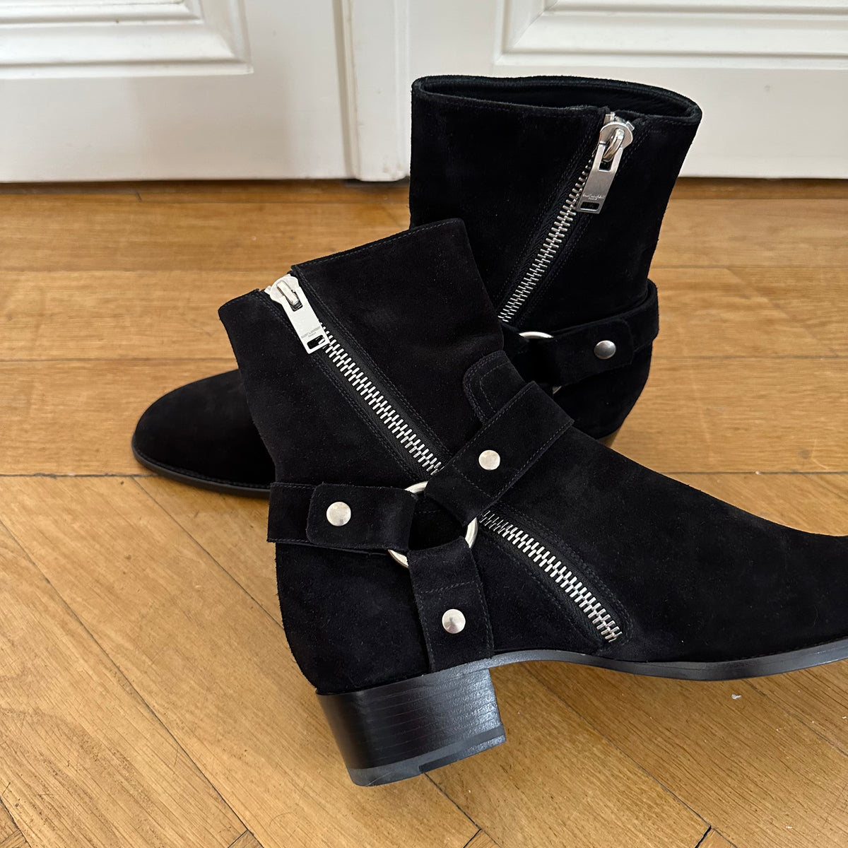 Saint Laurent Paris FW13 Black Suede Harness Wyatts