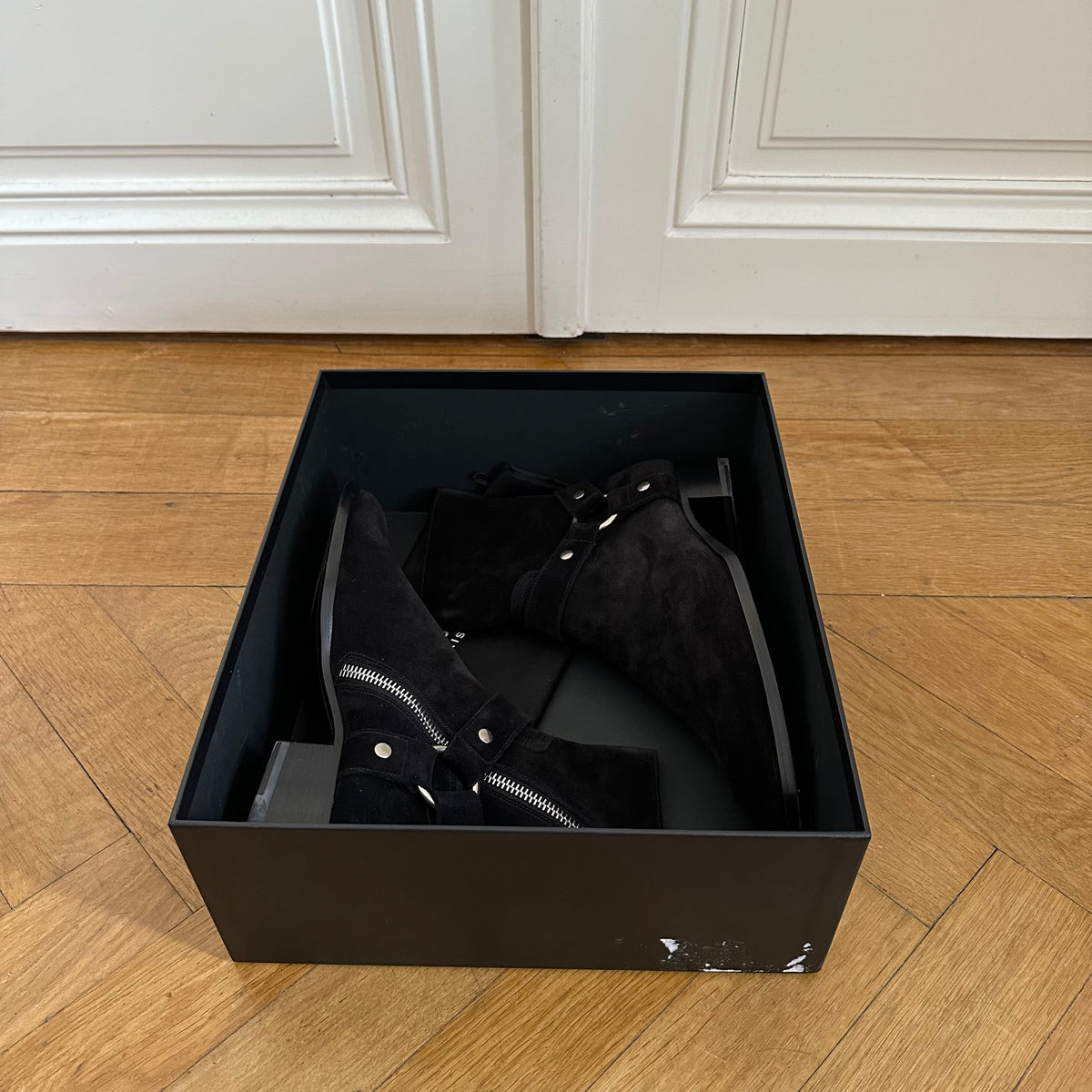 Saint Laurent Paris FW13 Black Suede Harness Wyatts