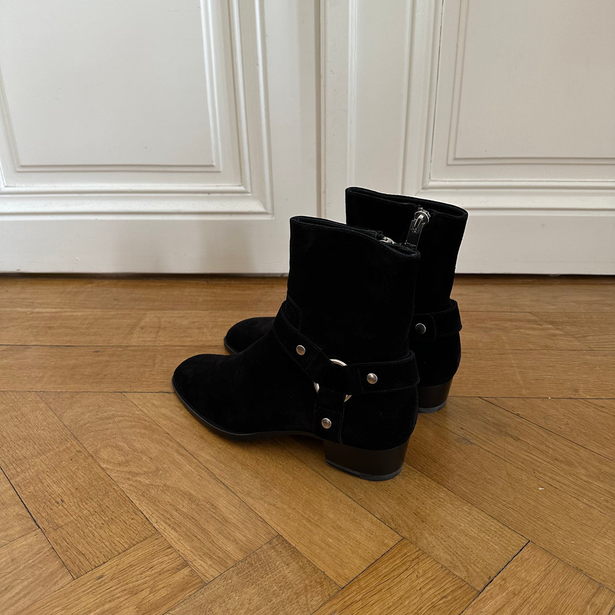 Saint Laurent Paris FW13 Black Suede Harness Wyatts